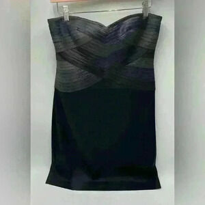 BCBG MAXAZRIA‎ Women's Size 10 Smoke Combo Poly Contrast Strapless Dress